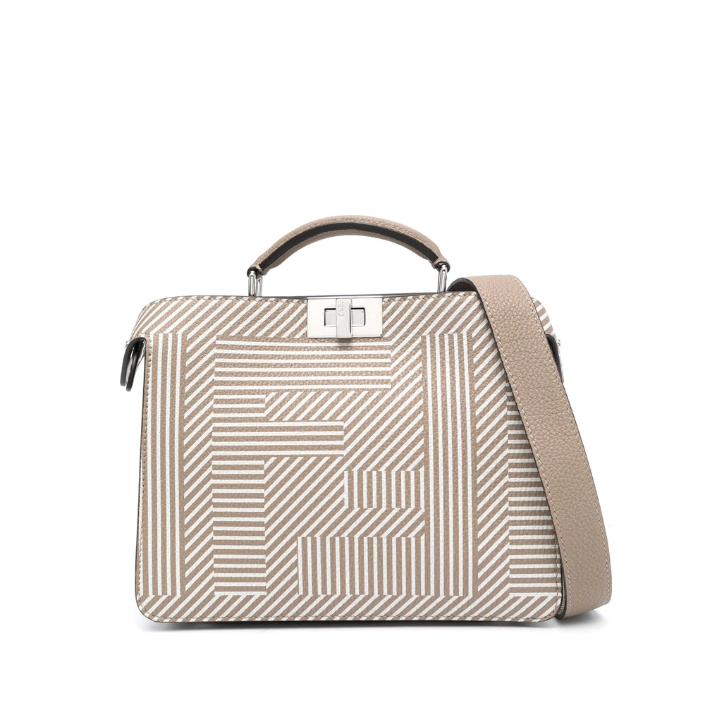 Fendi FF Selleria Leather Tote Bag – Taupe & Milk White
