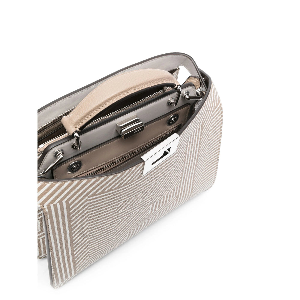 Fendi FF Selleria Leather Tote Bag – Taupe & Milk White