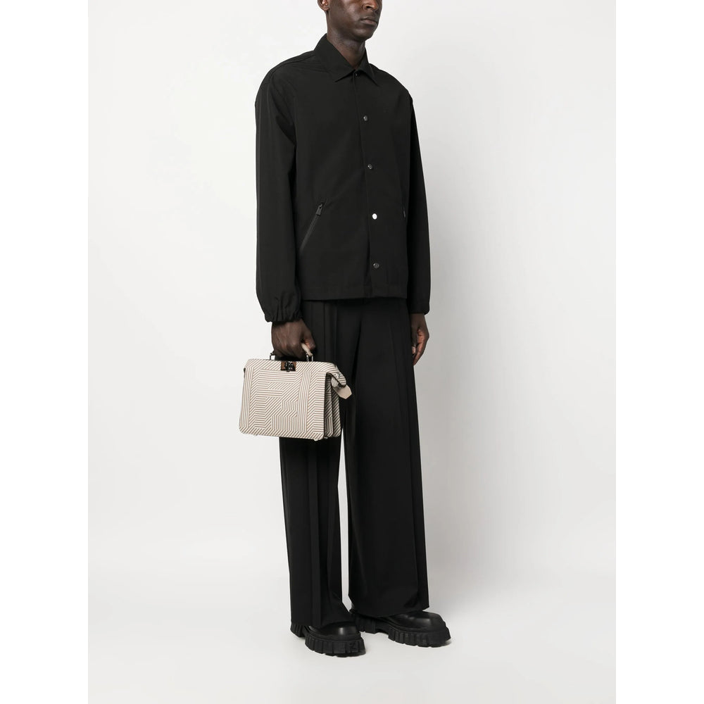 Fendi FF Selleria Leather Tote Bag – Taupe & Milk White