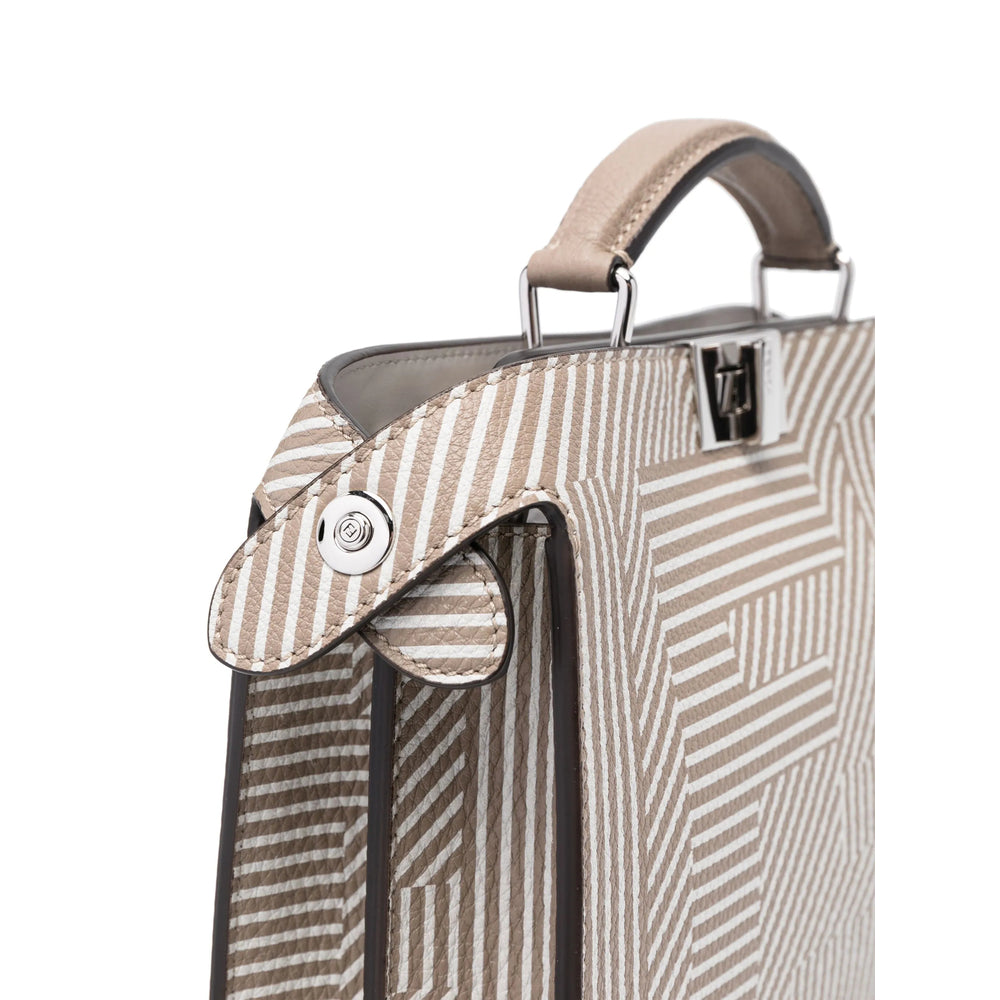 Fendi FF Selleria Leather Tote Bag – Taupe & Milk White