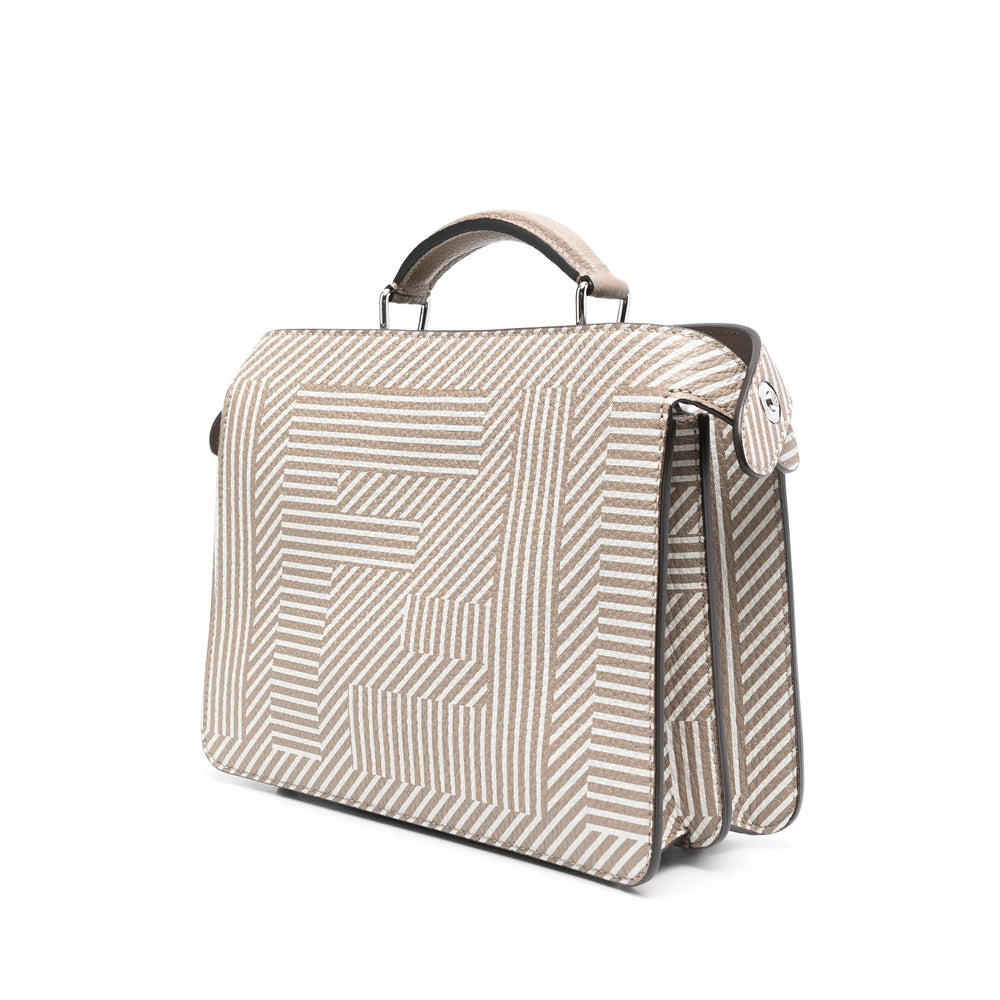Fendi FF Selleria Leather Tote Bag – Taupe & Milk White