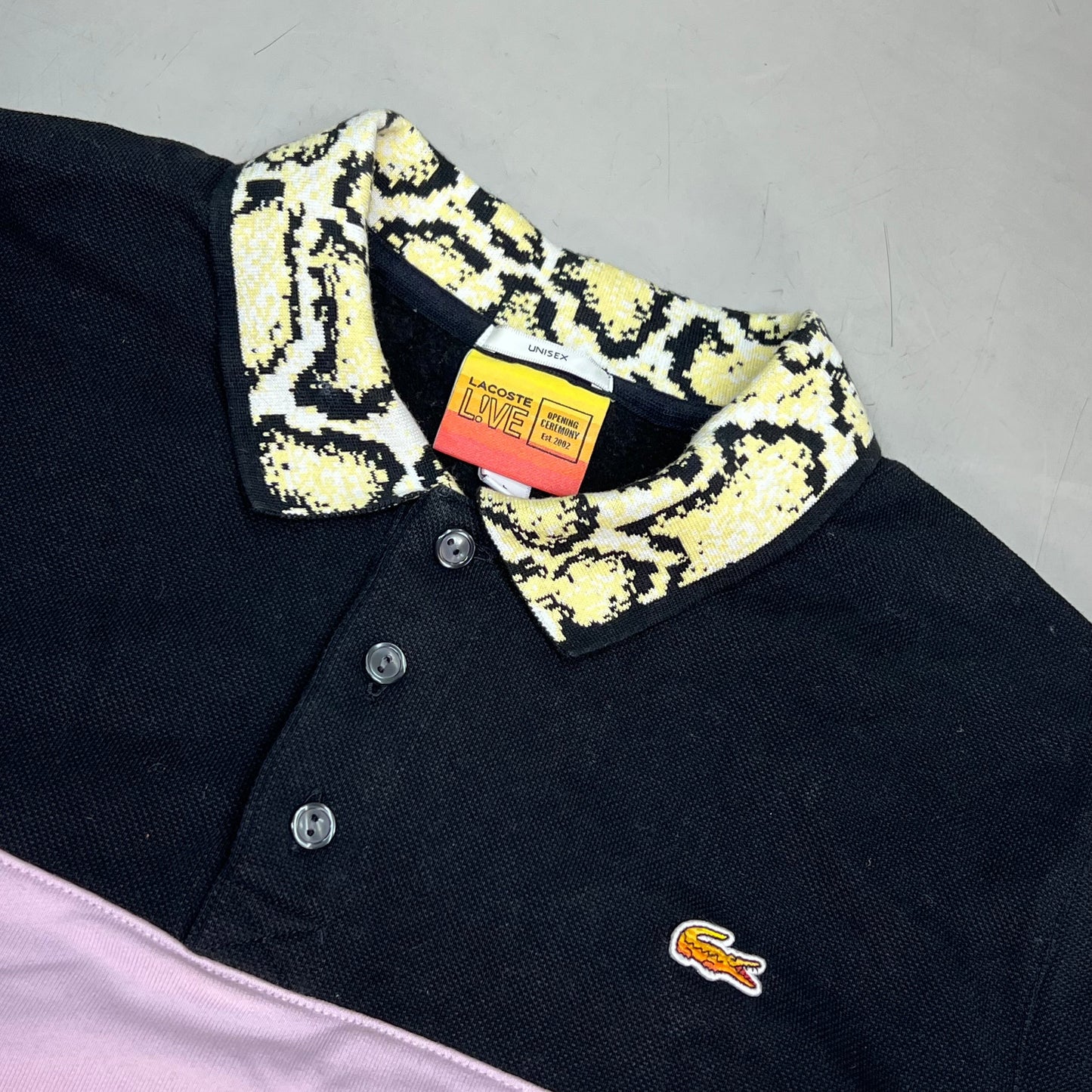 LACOSTE × OPENING CEREMONY 2002 Pull Over Sweatshirt Men's Sz L Pink/Black