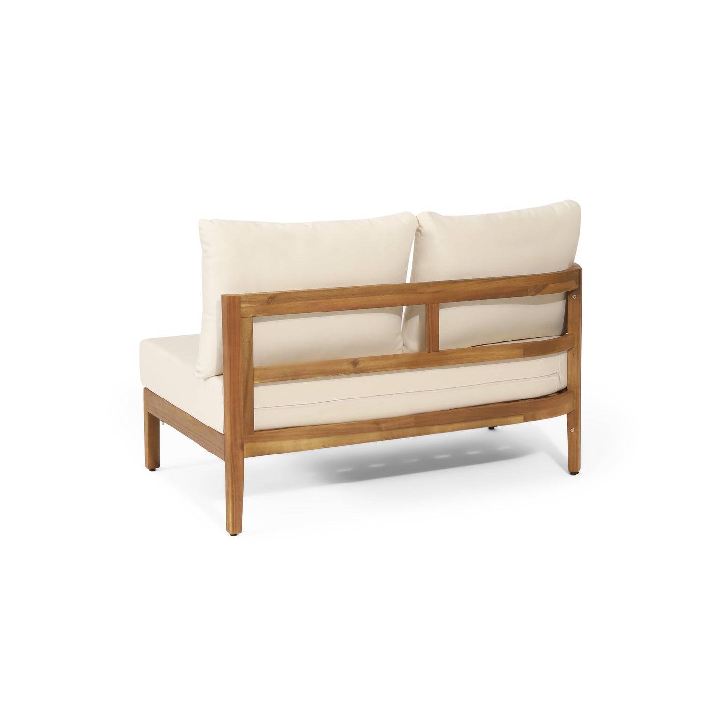 Outdoor Teak Conversation Set with Beige Cushions 4 Piece