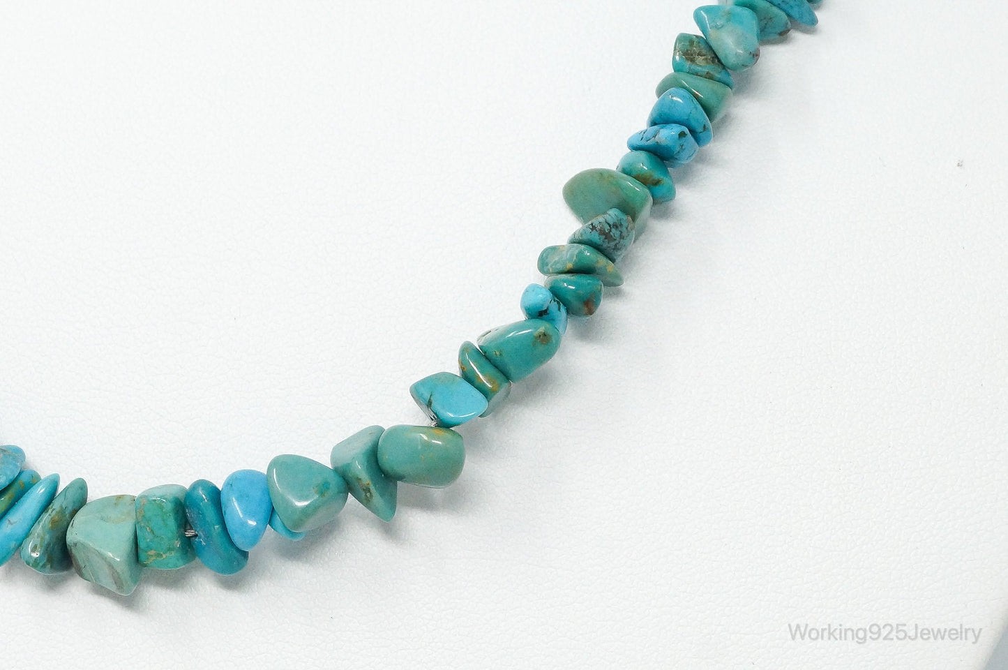 Vintage Southwestern Turquoise Beads Sterling Silver Necklace