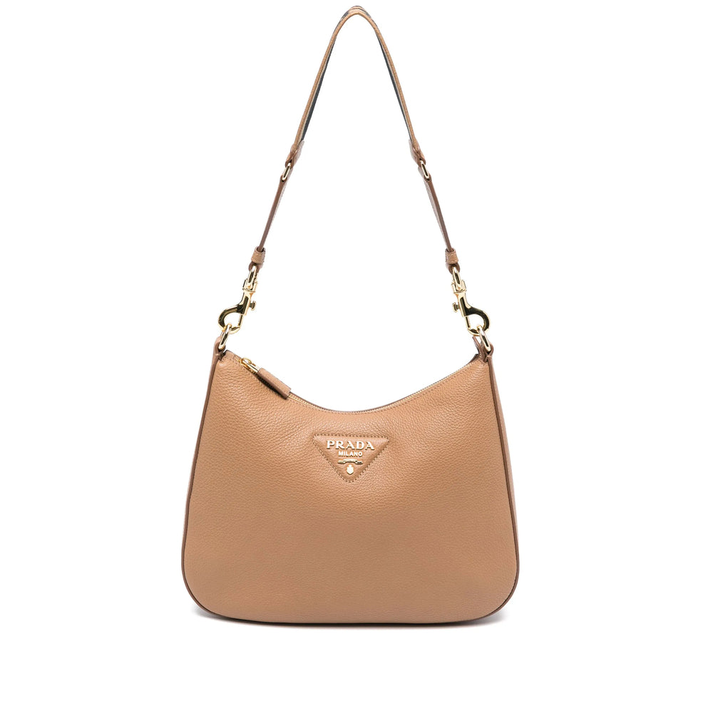 Prada Grained Leather Shoulder Bag – Caramel Brown