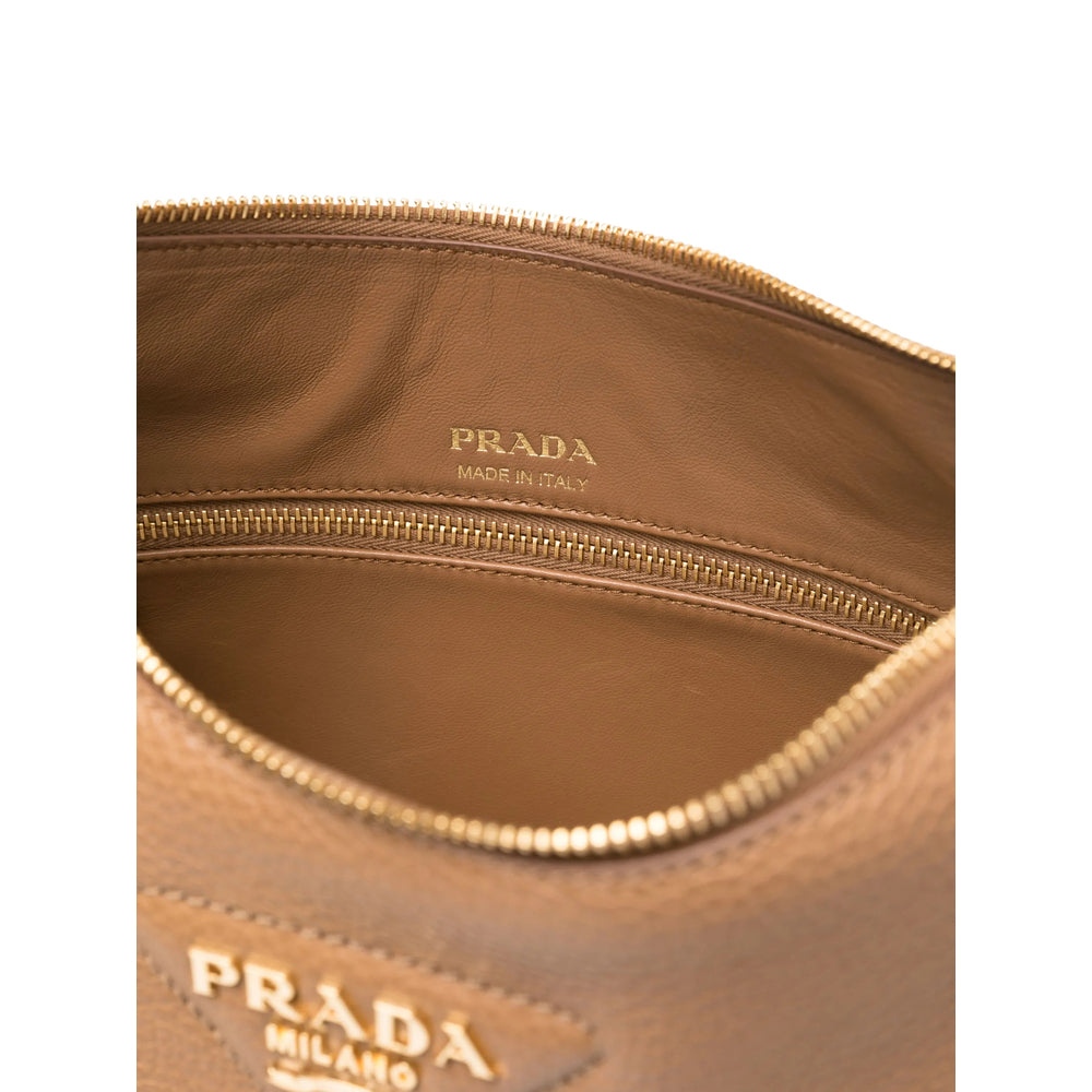 Prada Grained Leather Shoulder Bag – Caramel Brown