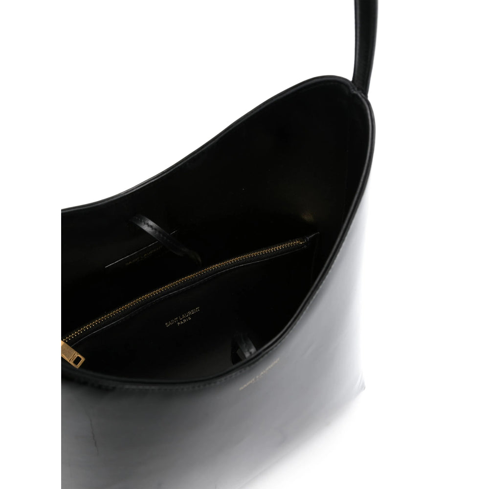 Saint Laurent Patent Leather Chain Shoulder Bag – Black