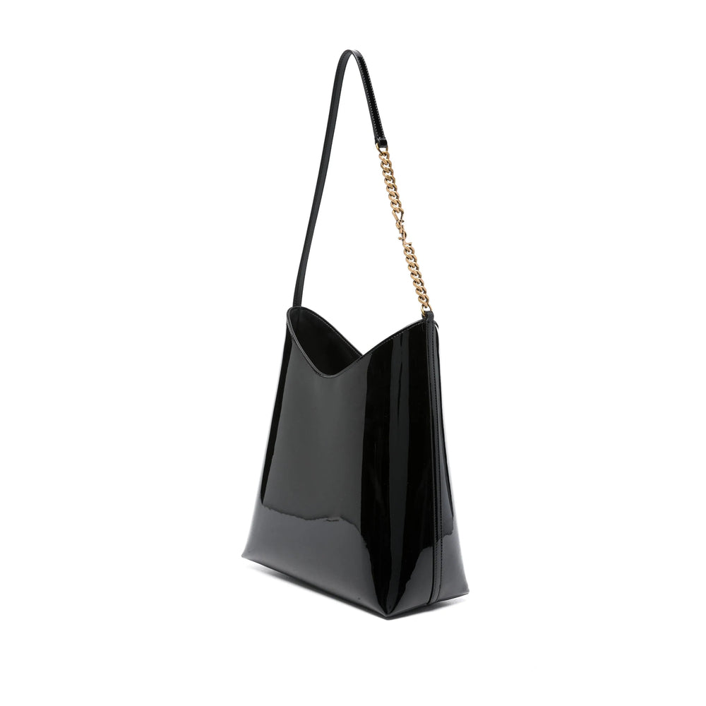 Saint Laurent Patent Leather Chain Shoulder Bag – Black