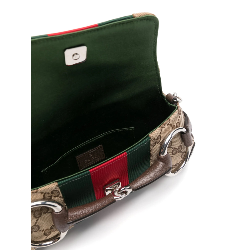 Gucci GG Supreme Horsebit Shoulder Bag – Beige & Brown