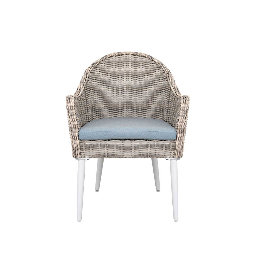 The Allux Wicker Rattan Outdoor Luxury Dining Chairs with Upholstered Cushions - Set of 2