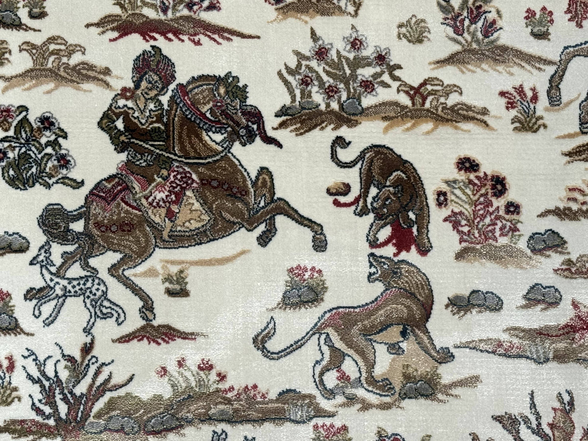 The Sporting Estate Ivory Hunting Scene Rug — 4' × 6'