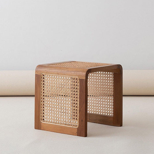 Japanese-Style Woven Wood Side Table (Square)
