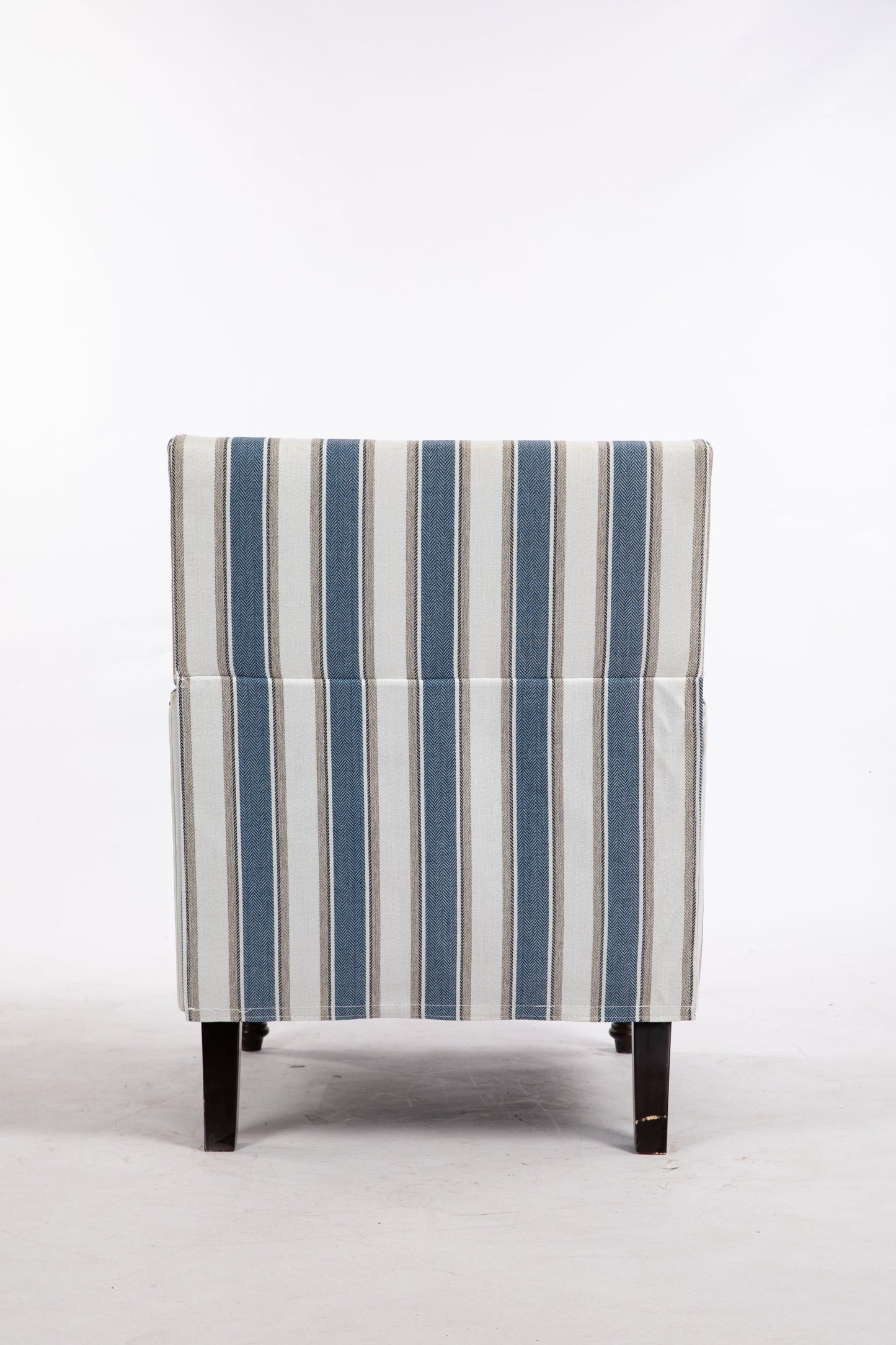 Accent Chair Vintage Blue White Stripe Linen Nailhead Trim