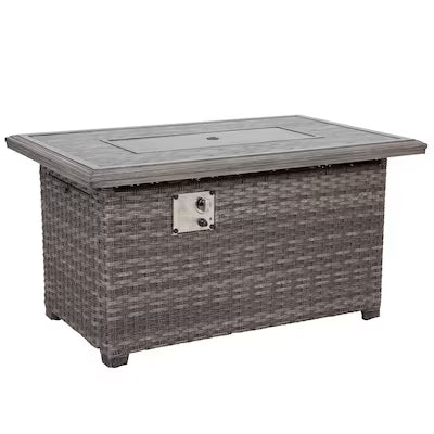 The Tenaya Wicker Rattan Rectangular Outdoor Luxury Firepit Table