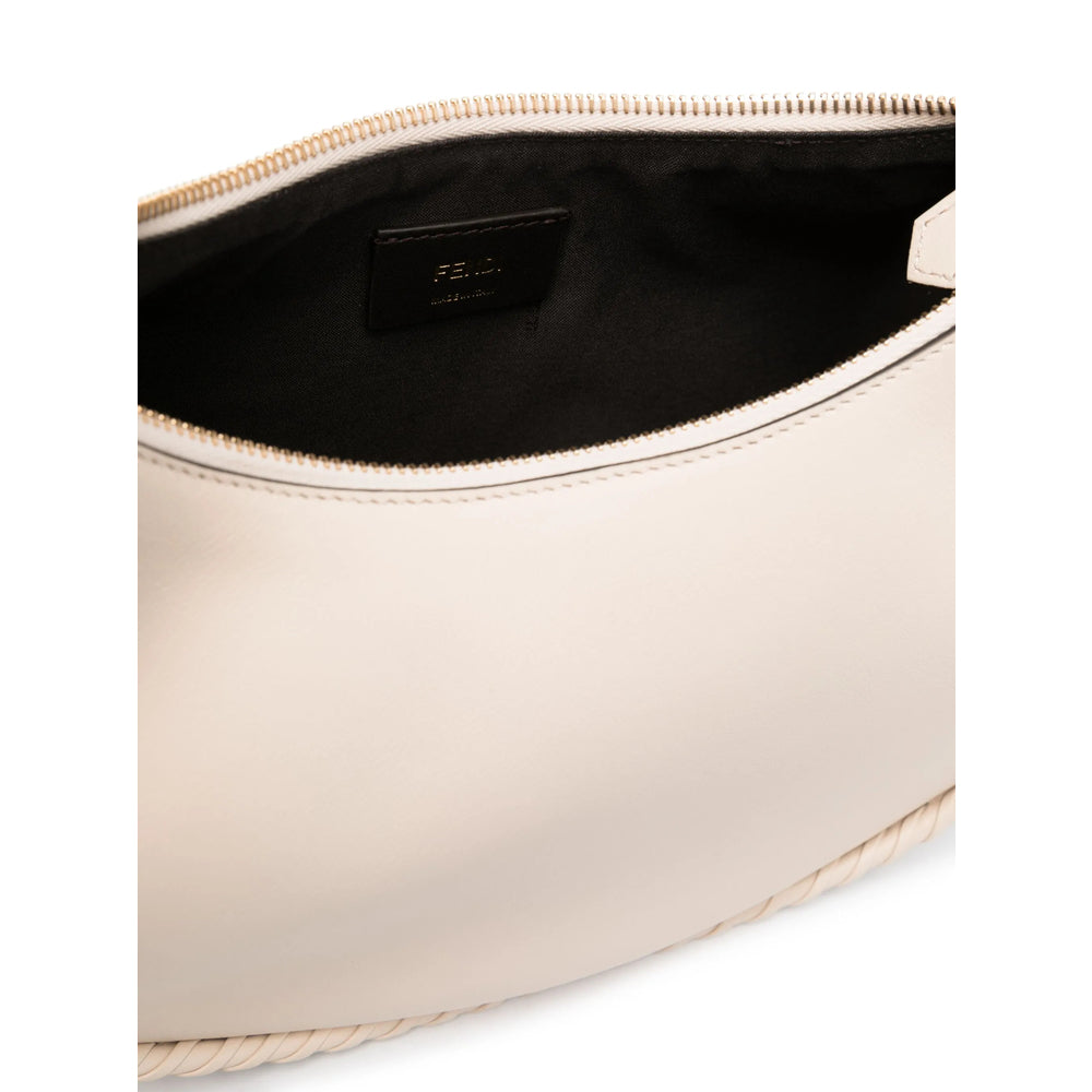 Fendi Braided Leather Shoulder Bag – Ivory White