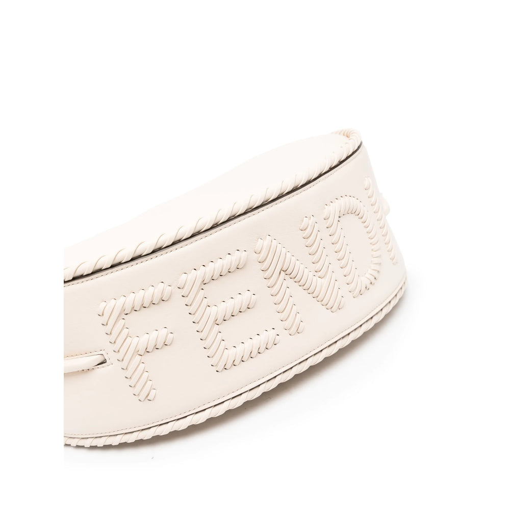 Fendi Braided Leather Shoulder Bag – Ivory White