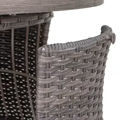 The Tenaya Round Wicker Fire Pit Outdoor Table with Metal Cover
