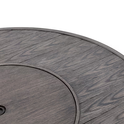 The Tenaya Round Wicker Fire Pit Outdoor Table with Metal Cover