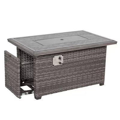 The Tenaya Wicker Rattan Rectangular Outdoor Luxury Firepit Table