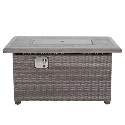 The Tenaya Wicker Rattan Rectangular Outdoor Luxury Firepit Table