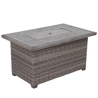 The Tenaya Wicker Rattan Rectangular Outdoor Luxury Firepit Table
