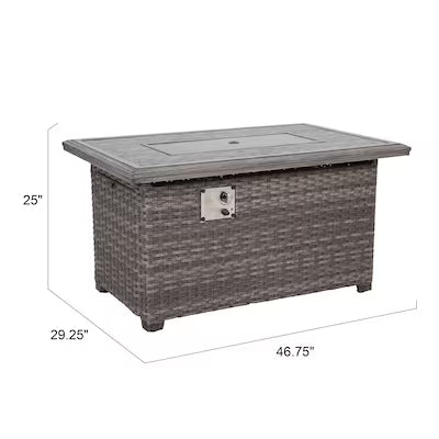The Tenaya Wicker Rattan Rectangular Outdoor Luxury Firepit Table