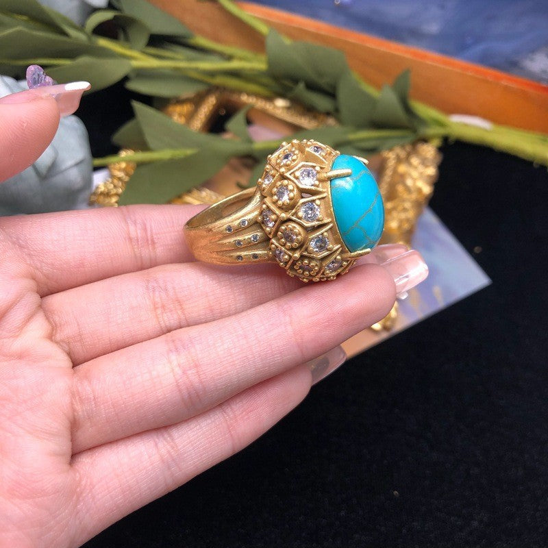 Retro Luxe Lapis Lazuli Turquoise Ring