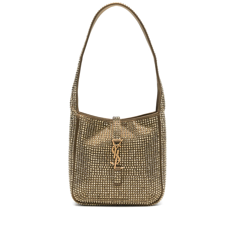 Saint Laurent Crystal Satin Shoulder Bag – Emerald Green