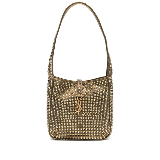 Saint Laurent Crystal Satin Shoulder Bag – Emerald Green