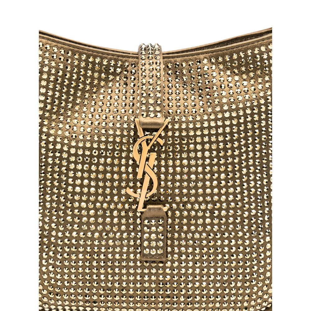 Saint Laurent Crystal Satin Shoulder Bag – Emerald Green