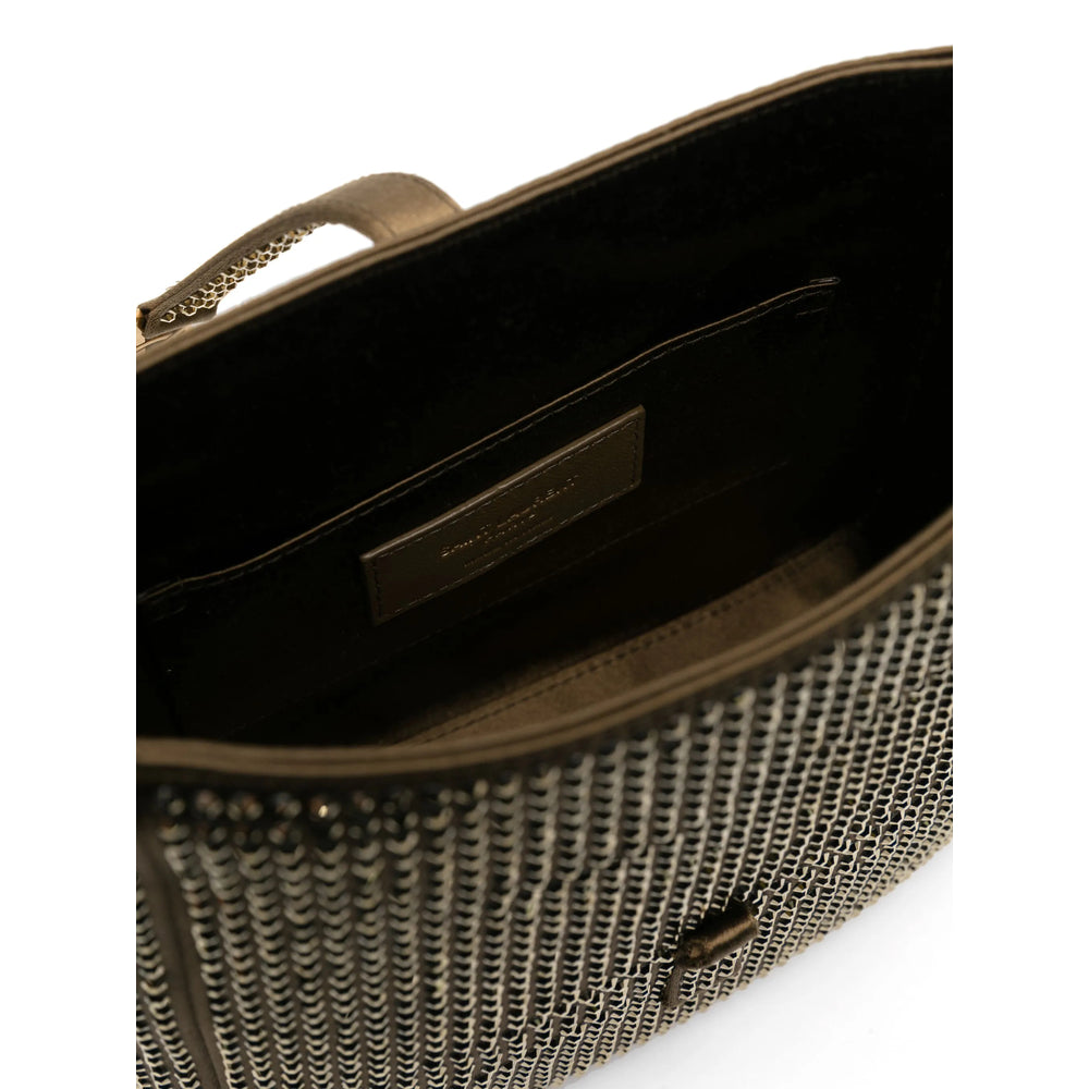 Saint Laurent Crystal Satin Shoulder Bag – Emerald Green