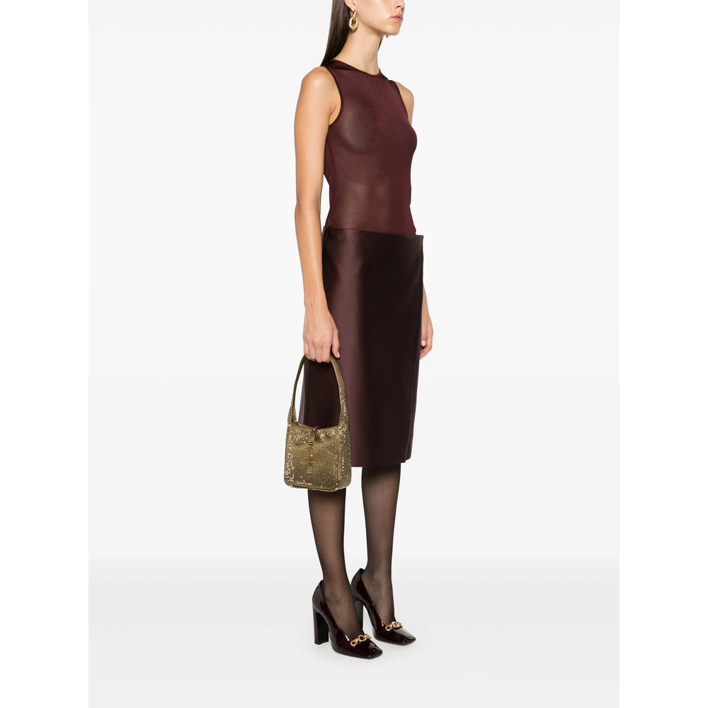 Saint Laurent Crystal Satin Shoulder Bag – Emerald Green