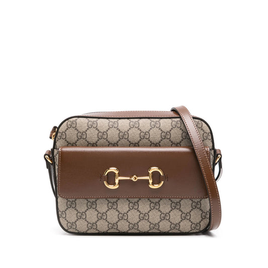 Gucci GG Supreme Horsebit Crossbody Bag – Beige & Ebony