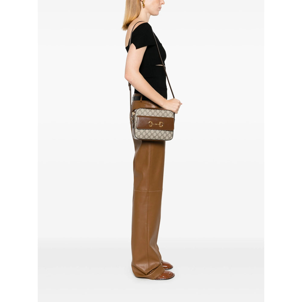 Gucci GG Supreme Horsebit Crossbody Bag – Beige & Ebony