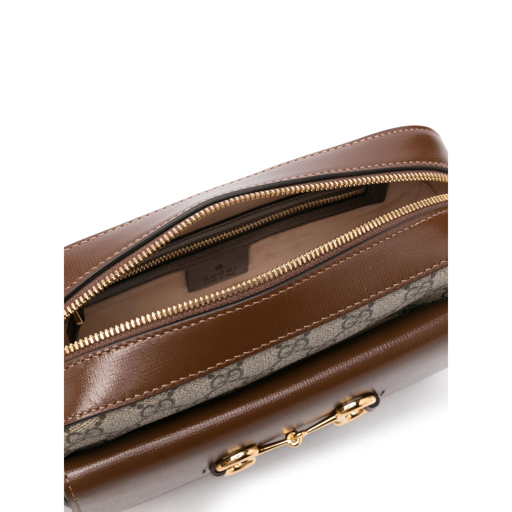 Gucci GG Supreme Horsebit Crossbody Bag – Beige & Ebony