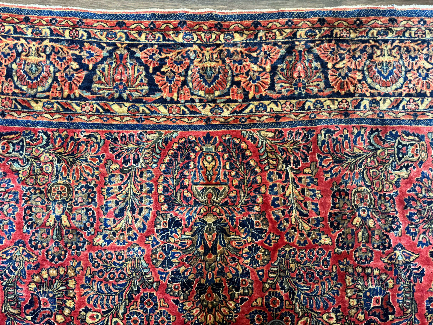 Palace Size Persian Sarouk Rug 10x16, Rare Size, Red, Large Antique Persian Carpet