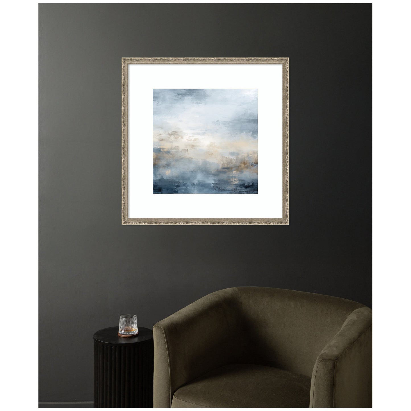 Tonal Abstract Oceanic Nautical Serenity Blue by The Creative Bunch Studio Framed Wall Art Print