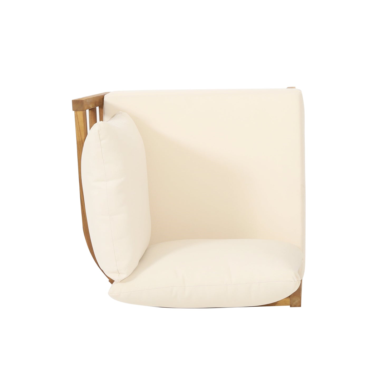 Outdoor Teak Conversation Set with Beige Cushions 4 Piece