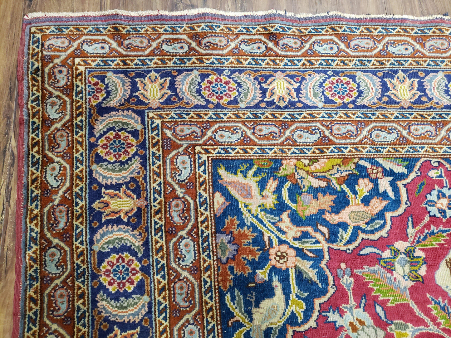 Antique Turkish Sivas Area Rug 8x11, Hand-Knotted, Vintage Red Wool Carpet, Gazelles Lions, Boteh Border, 8' x 11' Top Quality Oriental Rug