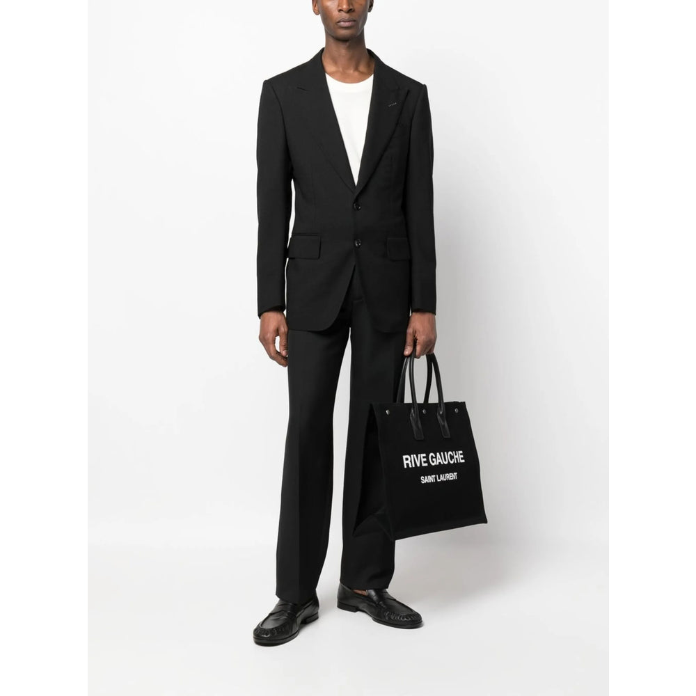 Saint Laurent Rive Gauche Canvas Tote – Black & White
