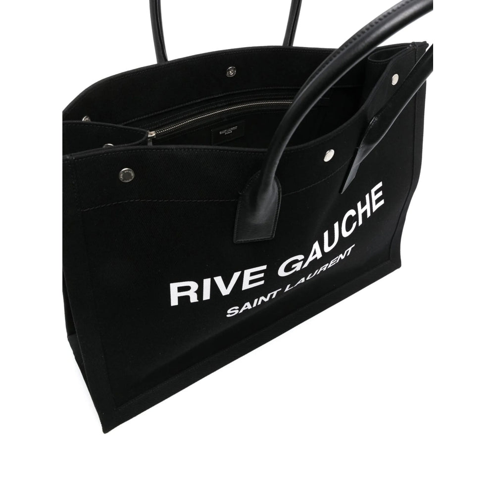 Saint Laurent Rive Gauche Canvas Tote – Black & White