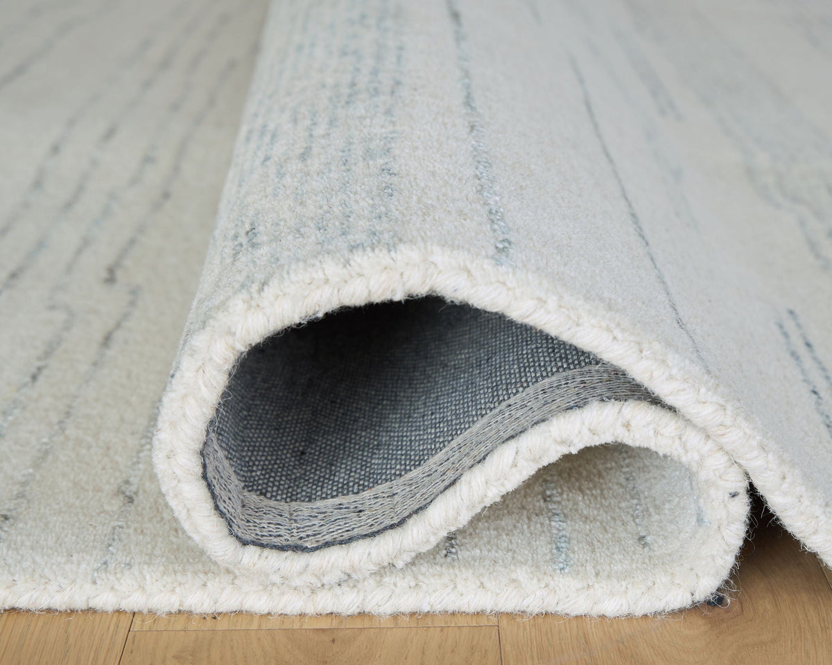 Genemost Hand-Tufted Rug — Ivory & Coastal Blue