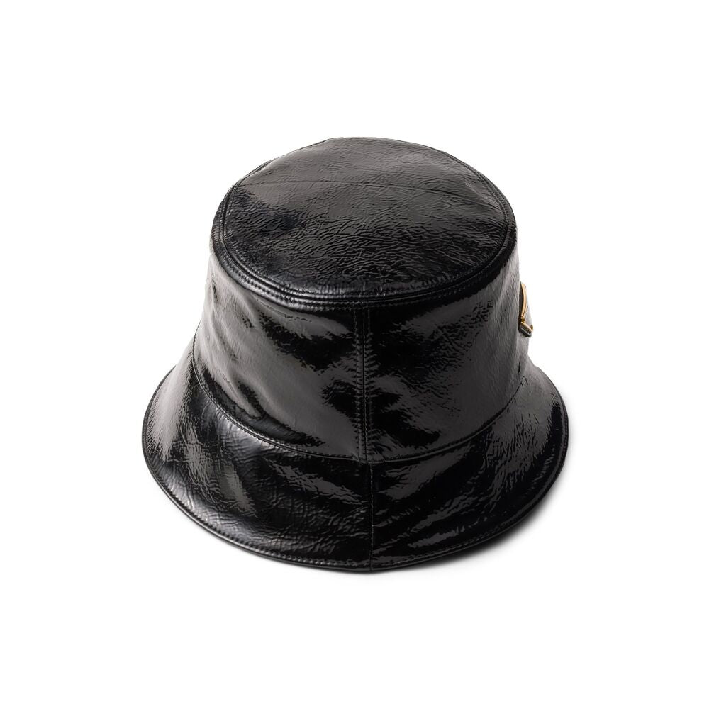 Prada Patent Leather Wide-Brim Hat – Black
