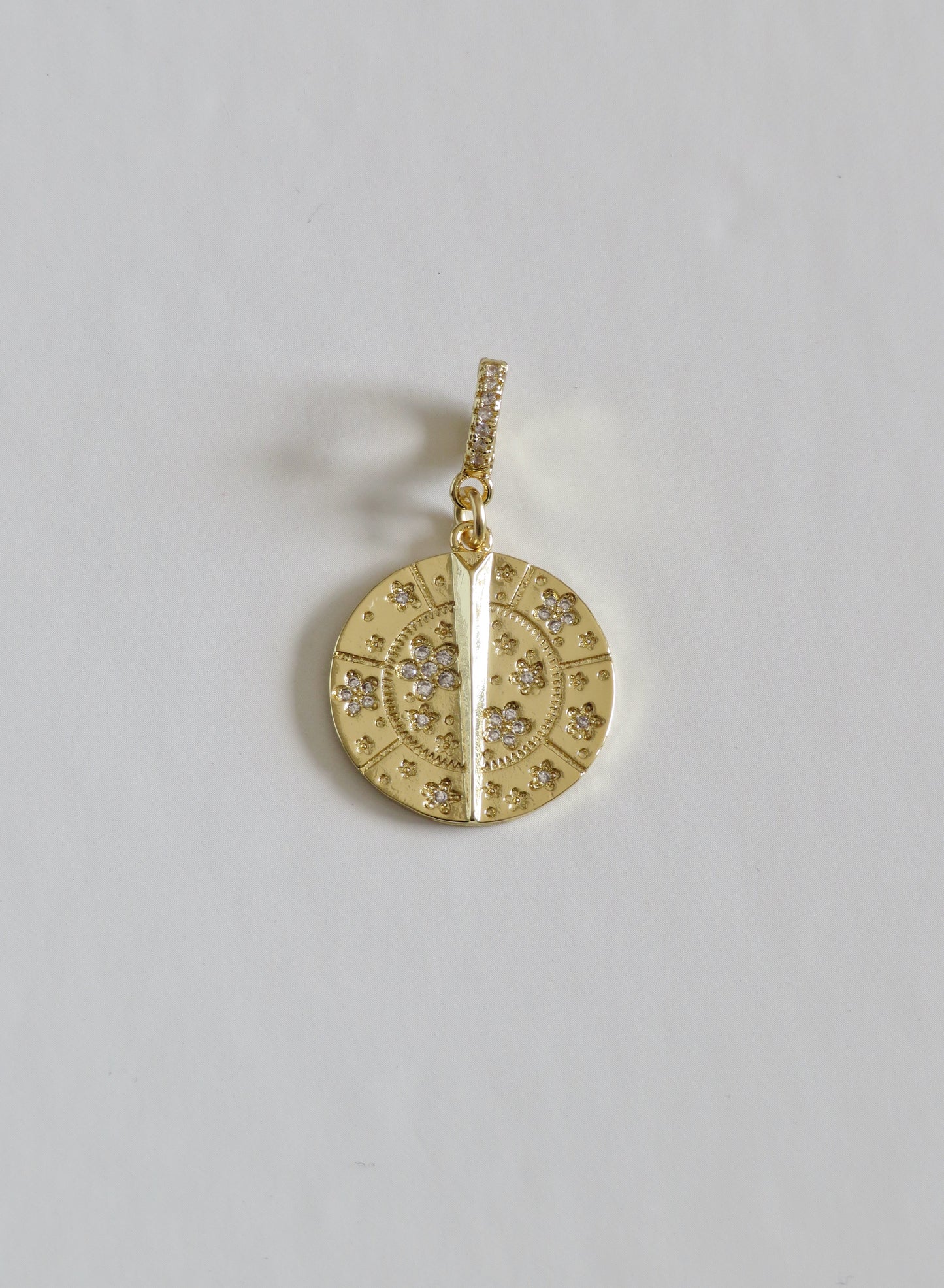 Blossoms with Thorn Sundial Charm on Diamond Hinged Clasp