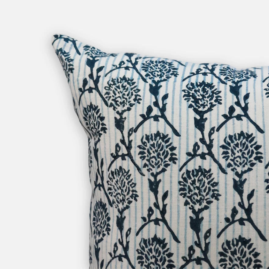 The Azure Garden Linen Throw Pillow Cover