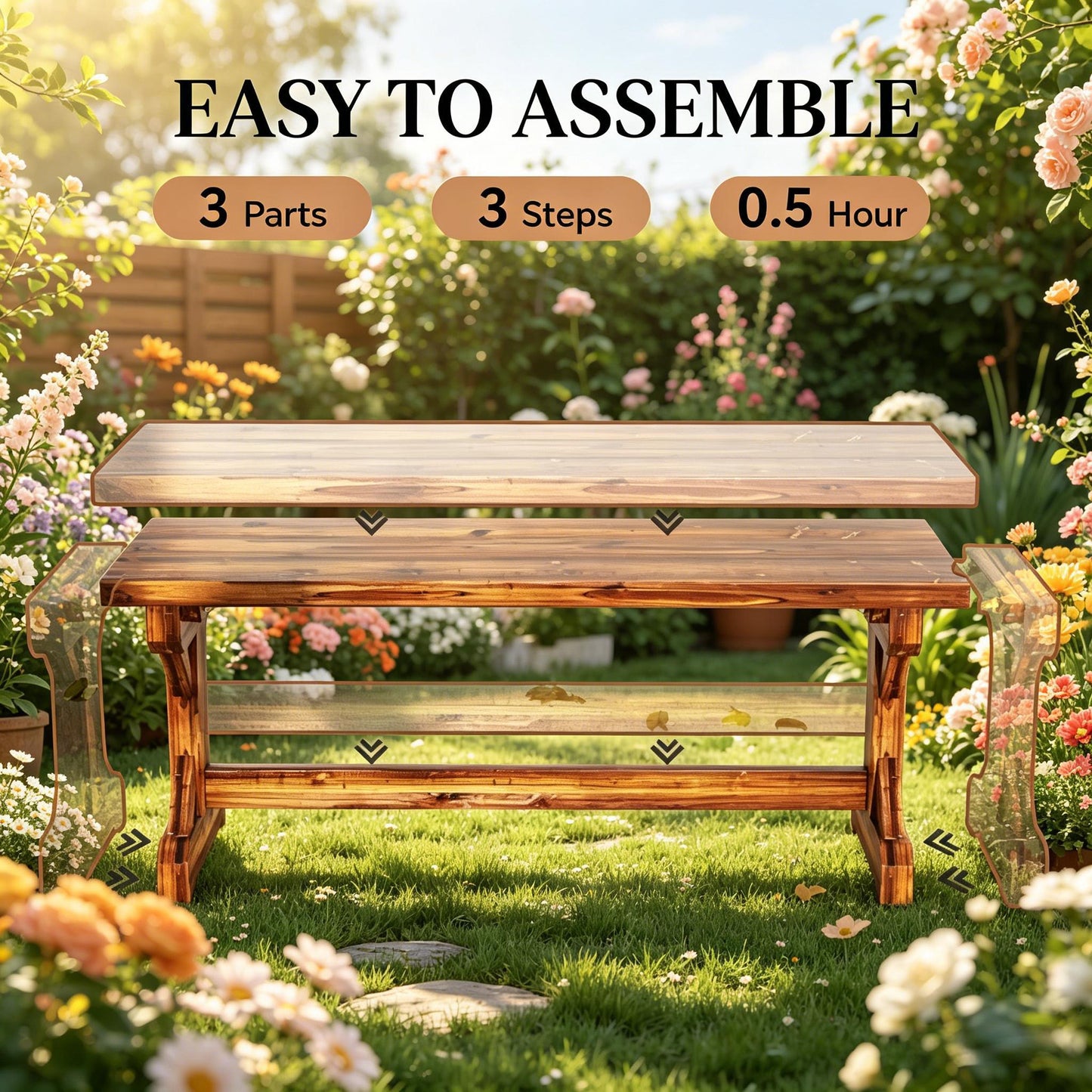 Outdoor Bench Backless Fir Wood Carbon 44in 528 lb Capacity X Base