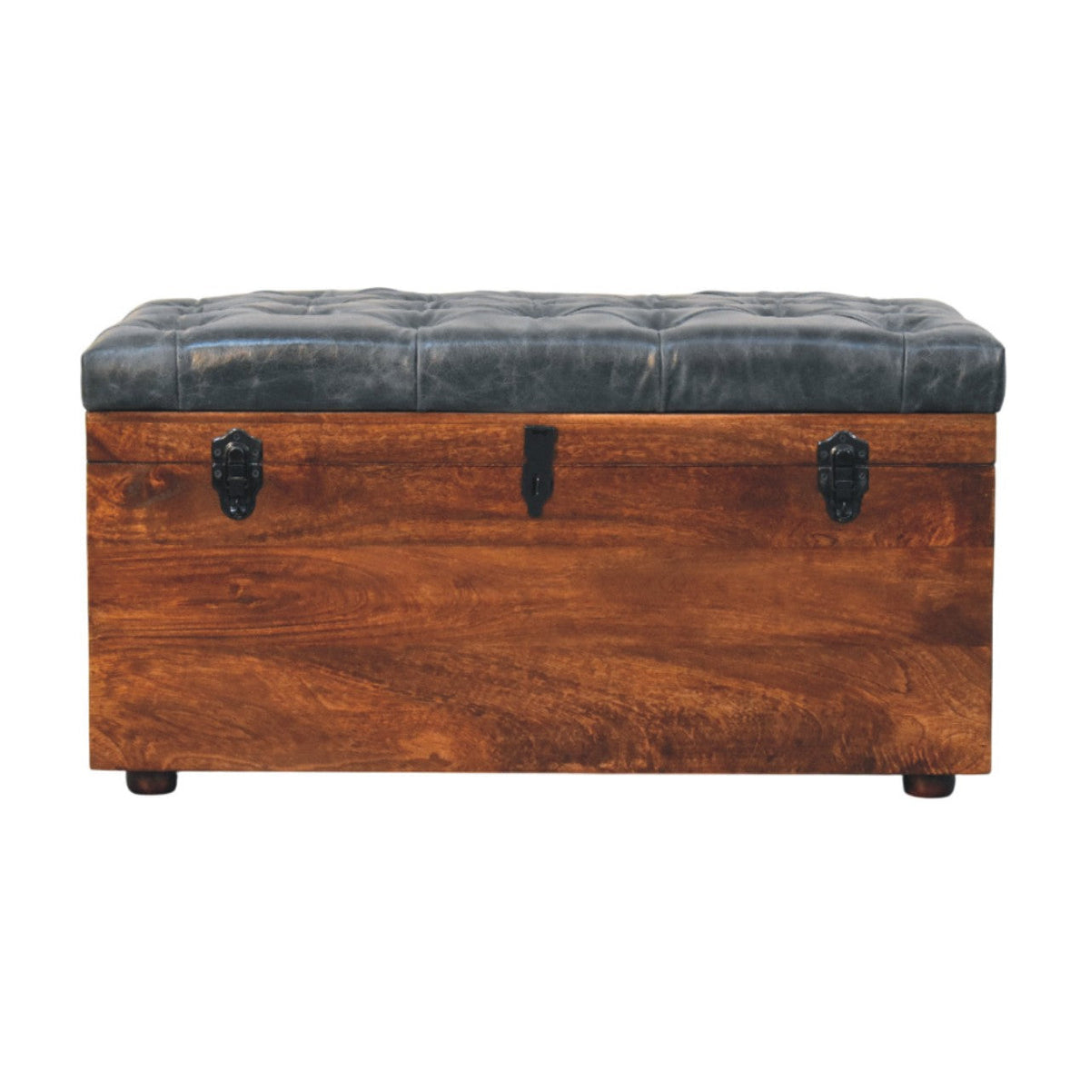 The Bridlewood Tufted Leather Storage Trunk — California Walnut