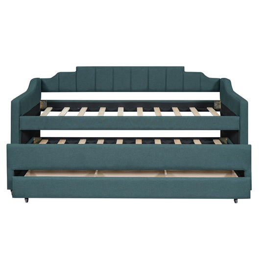 Upholstered Simple Design Daybed With Trundle And 3 Drawers