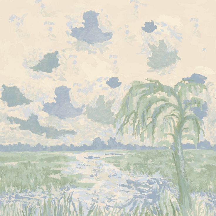 A La Mer in Garden Mural (repeating)- Wallpaper