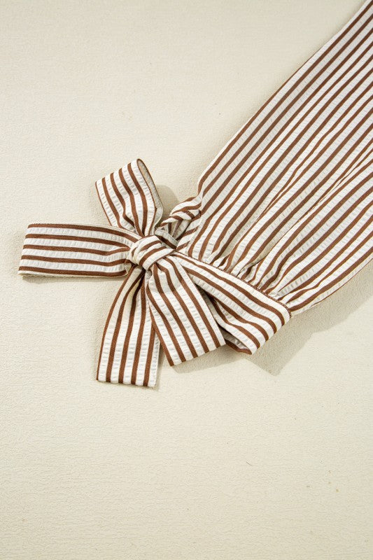Blair Tied Cuffs Seersucker Blouse
